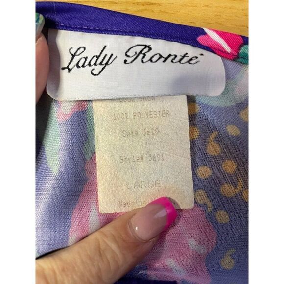 Vintage Lady Ronte’ Large Polyester robe nightgown Housecoat Dressing Gown Zip - Picture 4 of 5